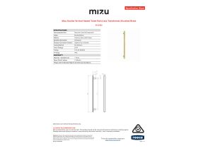 Specification Sheet - Mizu Soothe Vertical Heated Towel Rail (Less Transformer) Brushed Brass