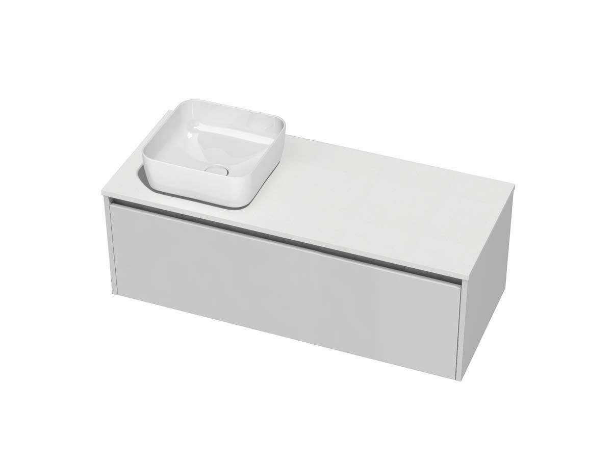 Kayla Wall Hung Vanity Unit 1200 I Drawer Cherry Pie Left Hand Square Basin White