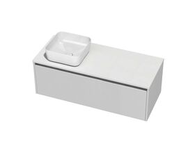 Kayla Wall Hung Vanity Unit 1200 I Drawer Cherry Pie Left Hand Square Basin White
