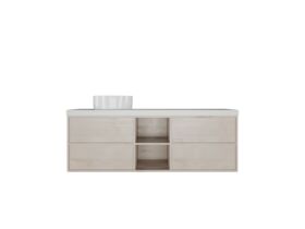 Kado Aspect 1500mm Wall Hung Vanity Unit with Shelf Single Bowl Caesarstone Top