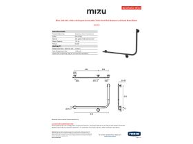 Specification Sheet - Mizu Drift 935 x 600 x 90 Degree Accessible Toilet Grab Rail Modular Left Hand Matte Black