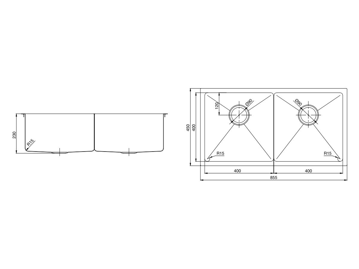 Memo Zenna Double Bowl Sink Stainless Steel from Reece