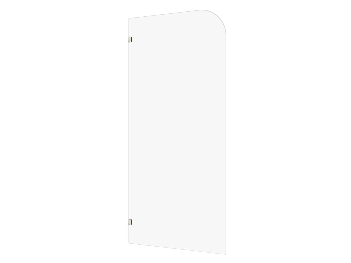 Hero - Kado Lux Frameless Curved Panel with Wall Clips Clear Glass 1000mm Brushed Nickel