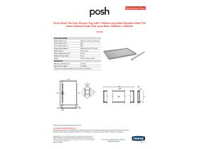 Specification Sheet - Posh Solus Tile Over Shower Tray with 1140mm Long Rear Stainless Steel Tile Insert Channel Suits Tiles up to 8mm 1500mm x 1000mm