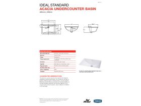 Technical Guide - Ideal Standard Acacia Under Counter Basin W/Fix 540mm White