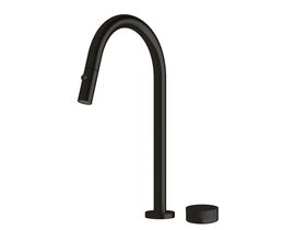 Milli Pure Progressive Sink Mixer Tap Set with Pull Out Spray and Diamond Textured Handle Matte Black (4 Star)