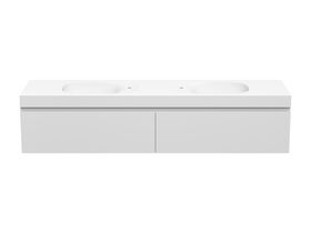 Kado Lussi 1800mm Wall Hung Vanity Unit Double Bowl with Two Soft Close Drawers Satin White Painted Finish