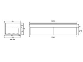 Acqua Wall Hung Vanity Unit 1800mm Caesarstone Surface 20mm Top