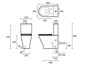 Roca The Gap Round Close Coupled Back to Wall Rimless Overheight Back Inlet Thin Seat (4 Star)