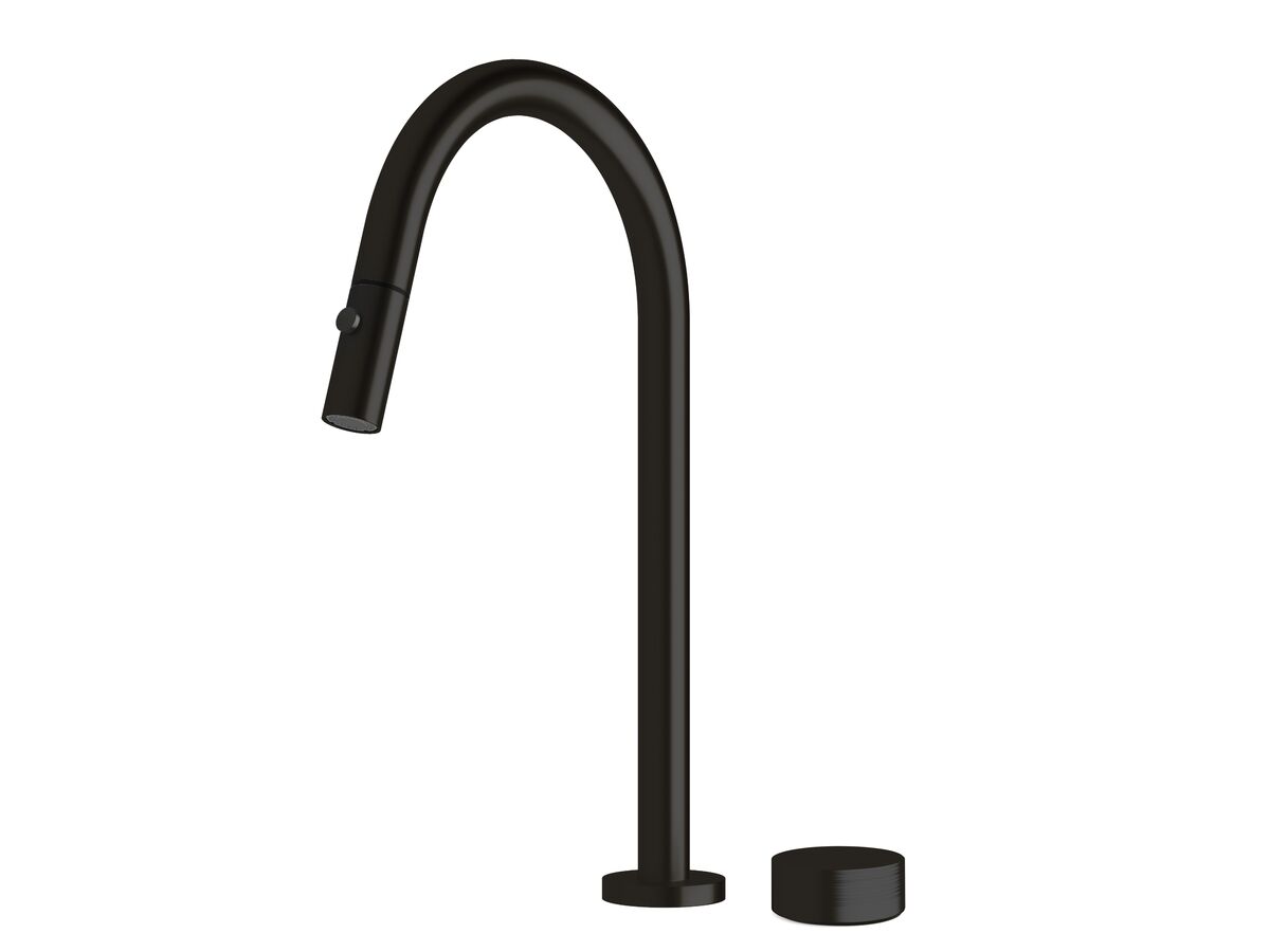 Milli Pure Progressive Sink Mixer Tap Set with Pull Out Spray and Cirque Textured Handle Matte Black (4 Star)