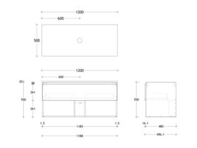 Posh Domaine & Plus All Drawer Shelf Vanity Unit 1200 Friday
