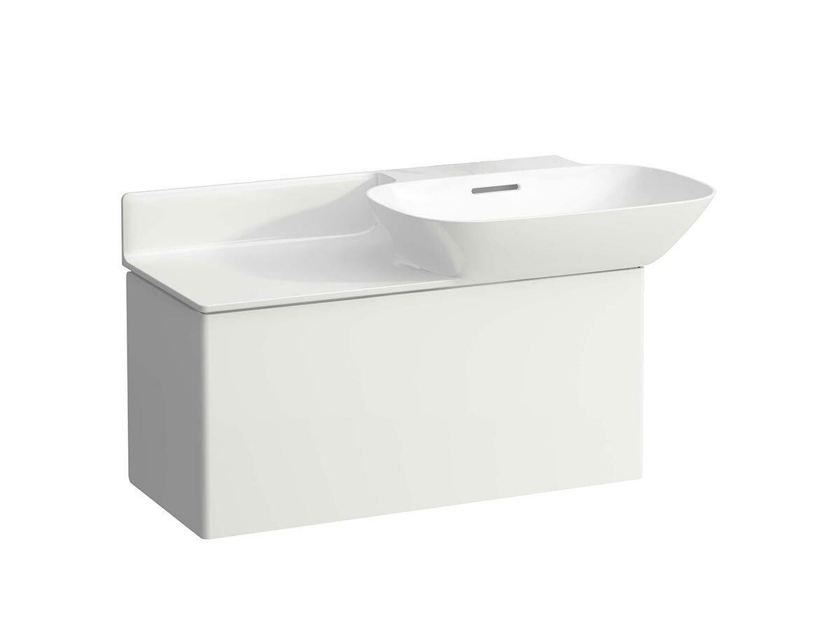 LAUFEN Ino Wall Basin with Shelf Right Hand Bowl with Overflow No Taphole 900mm White