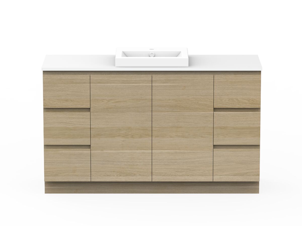 Posh Domaine Plus Conventional 1500 Single Bowl Floor Mount Vanity Unit Caesarstone Top