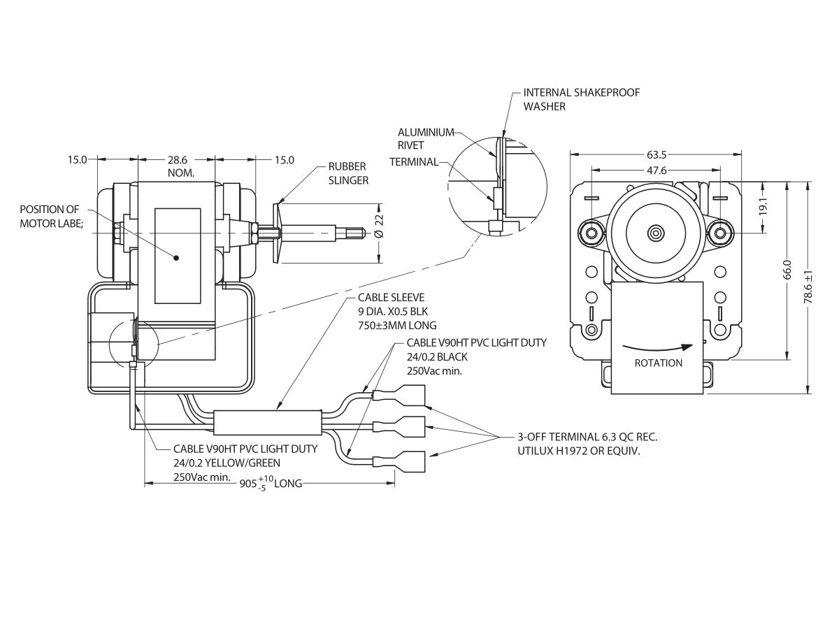 Fasco Fan Motor Thread Shaft 12.2W J09OR05SJ from Reece