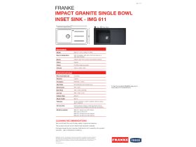 Technical Guide - Franke Impact Granite Single Bowl Sink Only with Drainer Reversible No Taphole Polar White