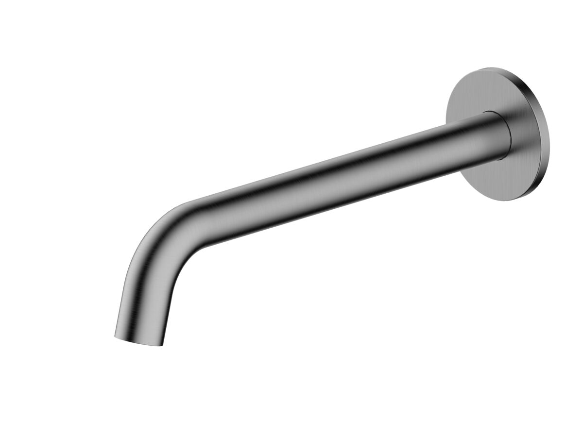 Mizu Drift Wall Basin/Bath Outlet Curve Spout 250 Brushed Gunmetal (6 Star)
