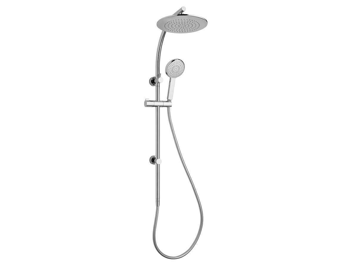 Nikles Curve Twin Rail Shower - Pearl 120 Handpiece, Pearl 250 Showerhead Chrome (3 Star)