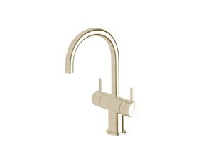 Scala Mini Twin Handle Mixer Tap Small Curved LUX PVD Brushed Platinum Gold (5 Star)
