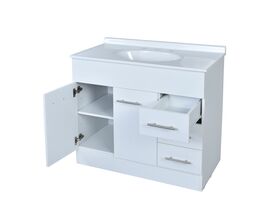 Base 2 Door & 3 Drawer Vanity Unit with Kick 3 Tapholes 910mm White