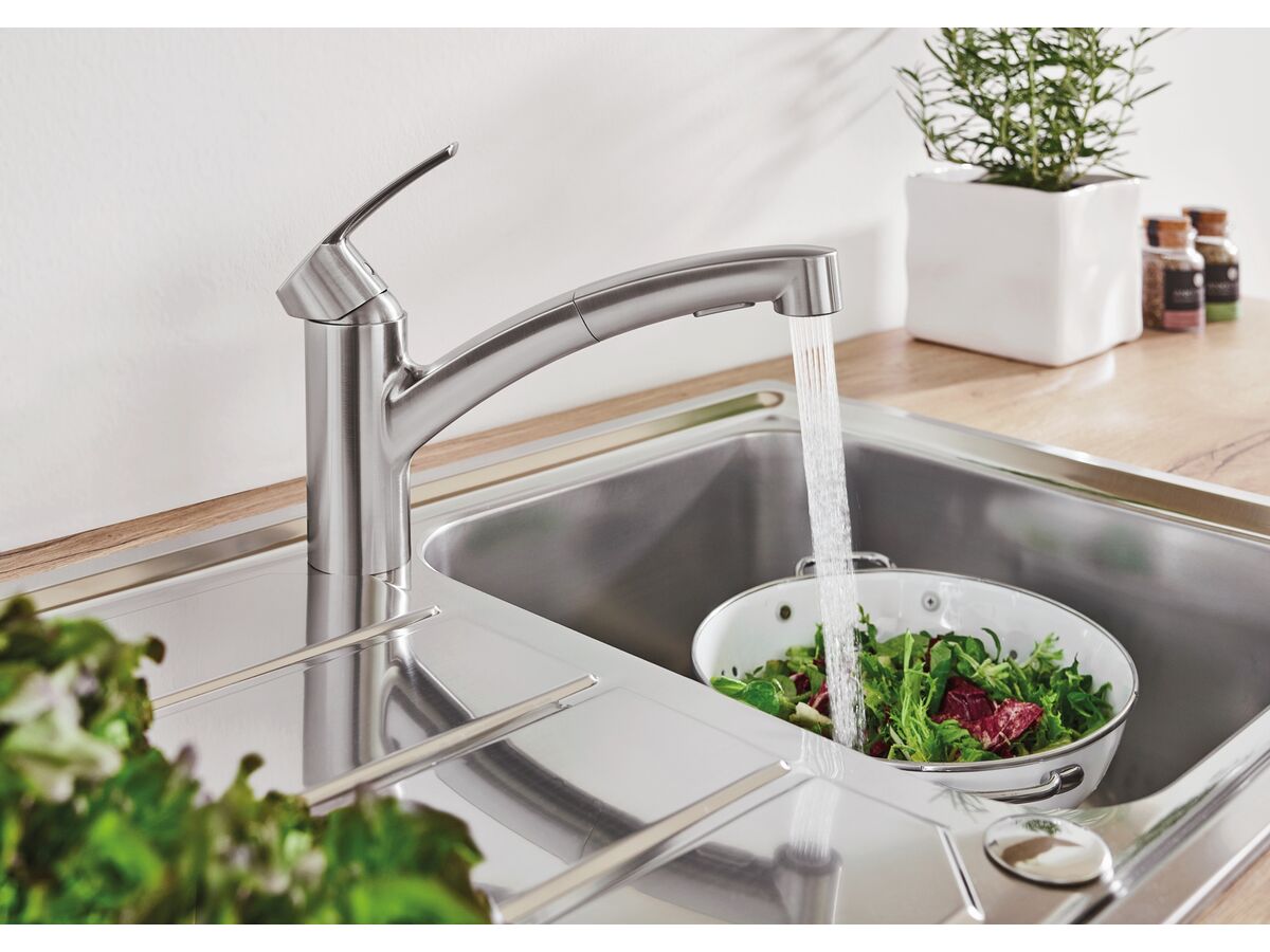 GROHE Eurosmart New Pull Out Sink Mixer Tap Chrome (4 Star) from Reece