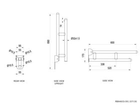 Raffaello Drop Down Rail 610mm Stainless Steel White