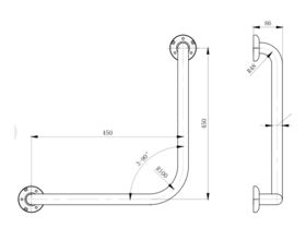 Ambulant Grab Rail 450X450 Universal