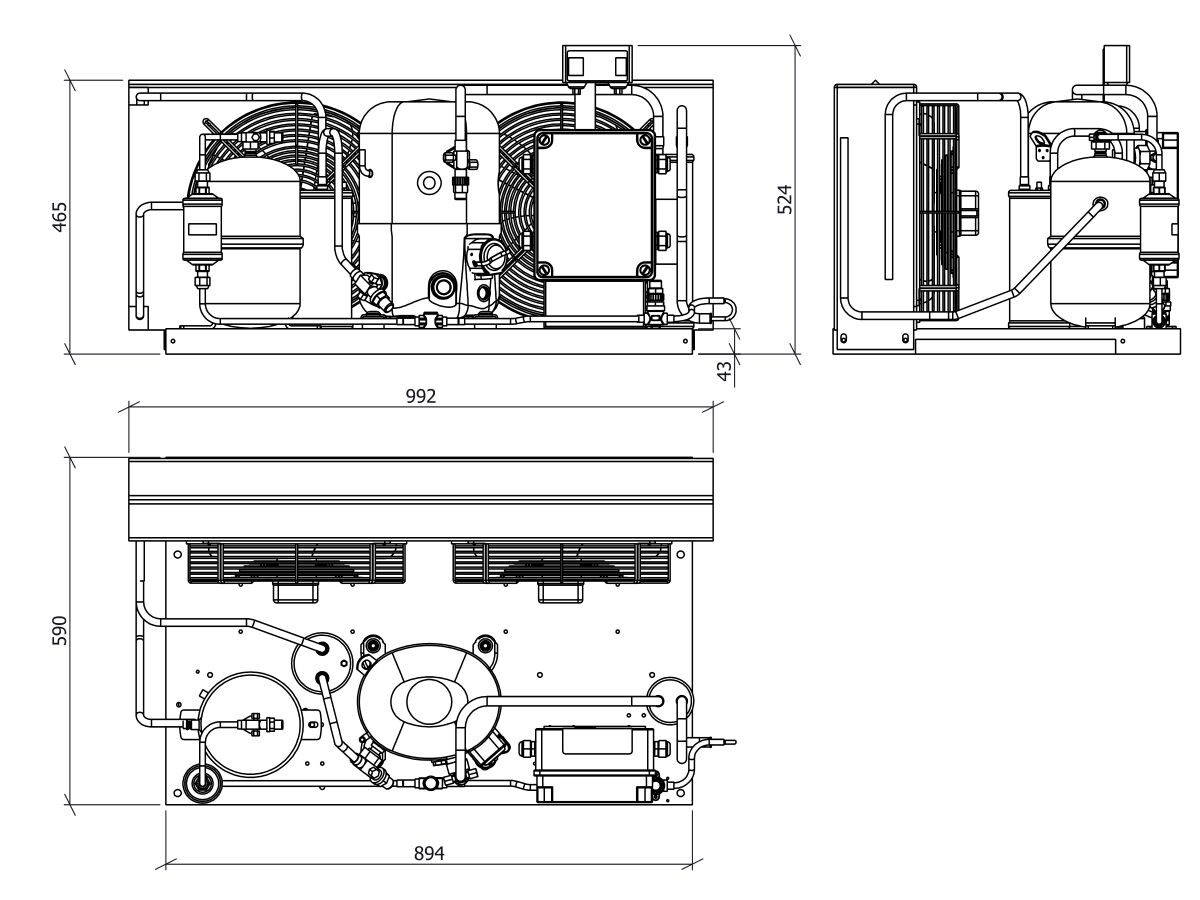 Tecumseh EVO Condensing Unit 2.5hp R404 LBP EPCL2511Z-1 Phase