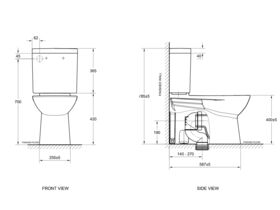 Porcher Studio Close Coupled Back to Wall Back Inlet Toilet Suite with Soft Close Seat White