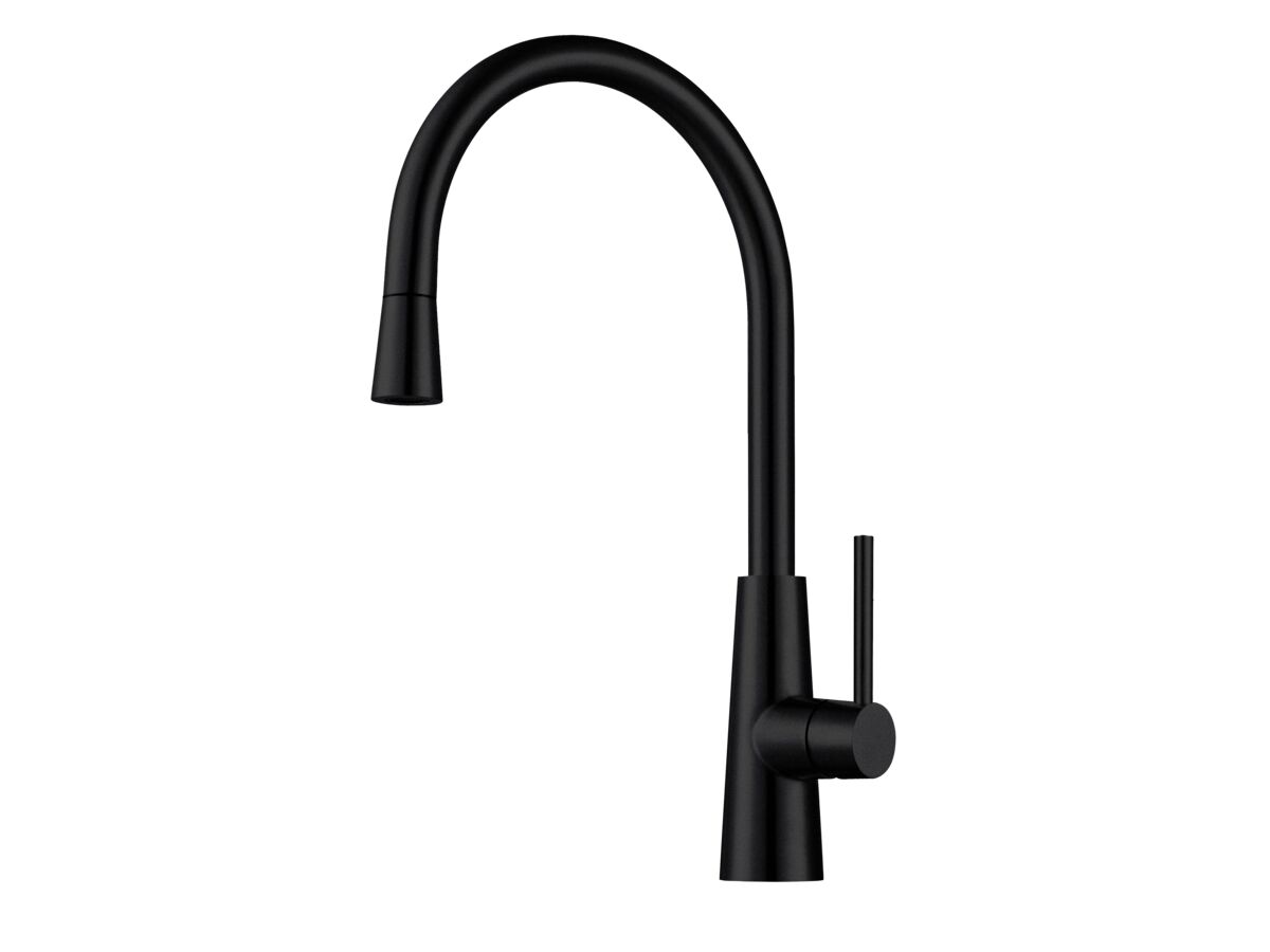Franke Olten Gooseneck Pull Out Sink Mixer Brushed Black (4 Star) from