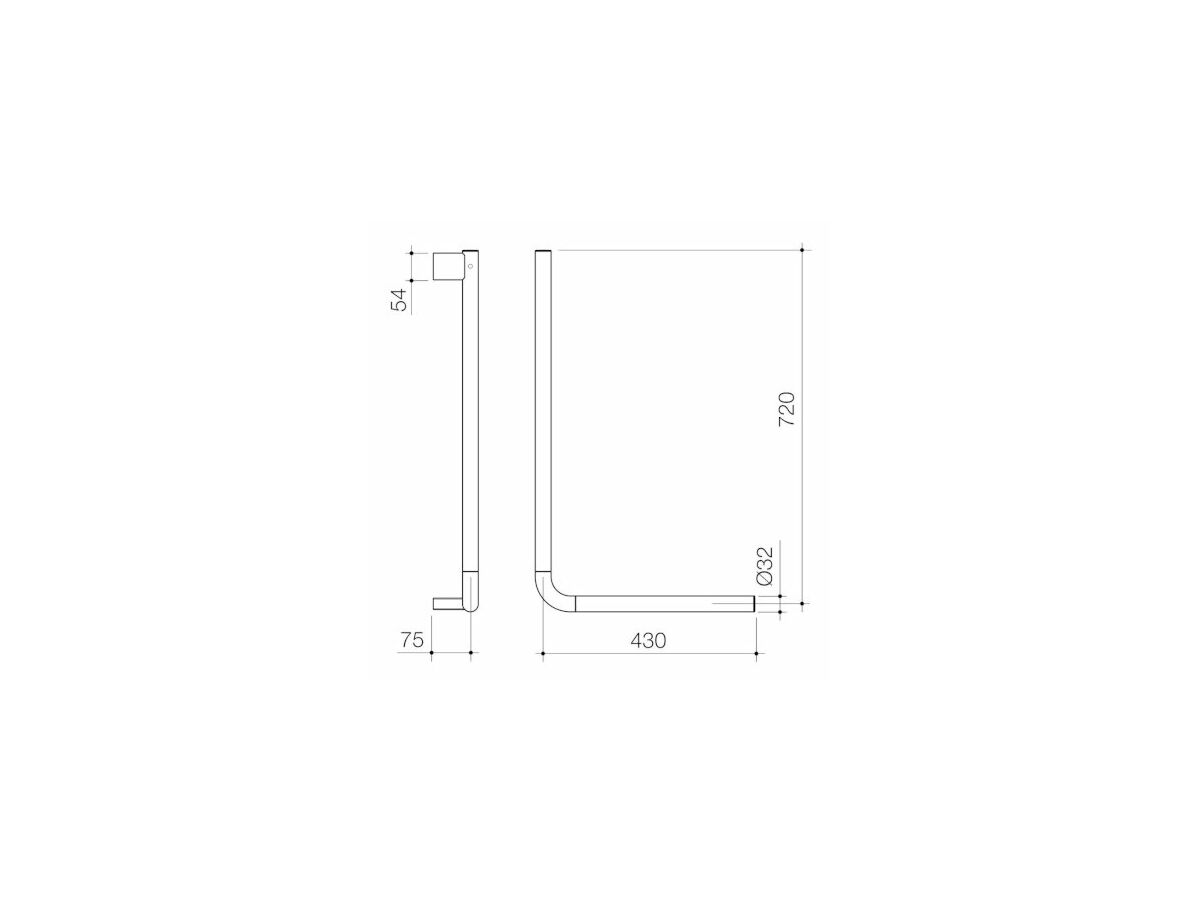Caroma Opal Support Rail 90 Degree Angled Polished Stainless Steel