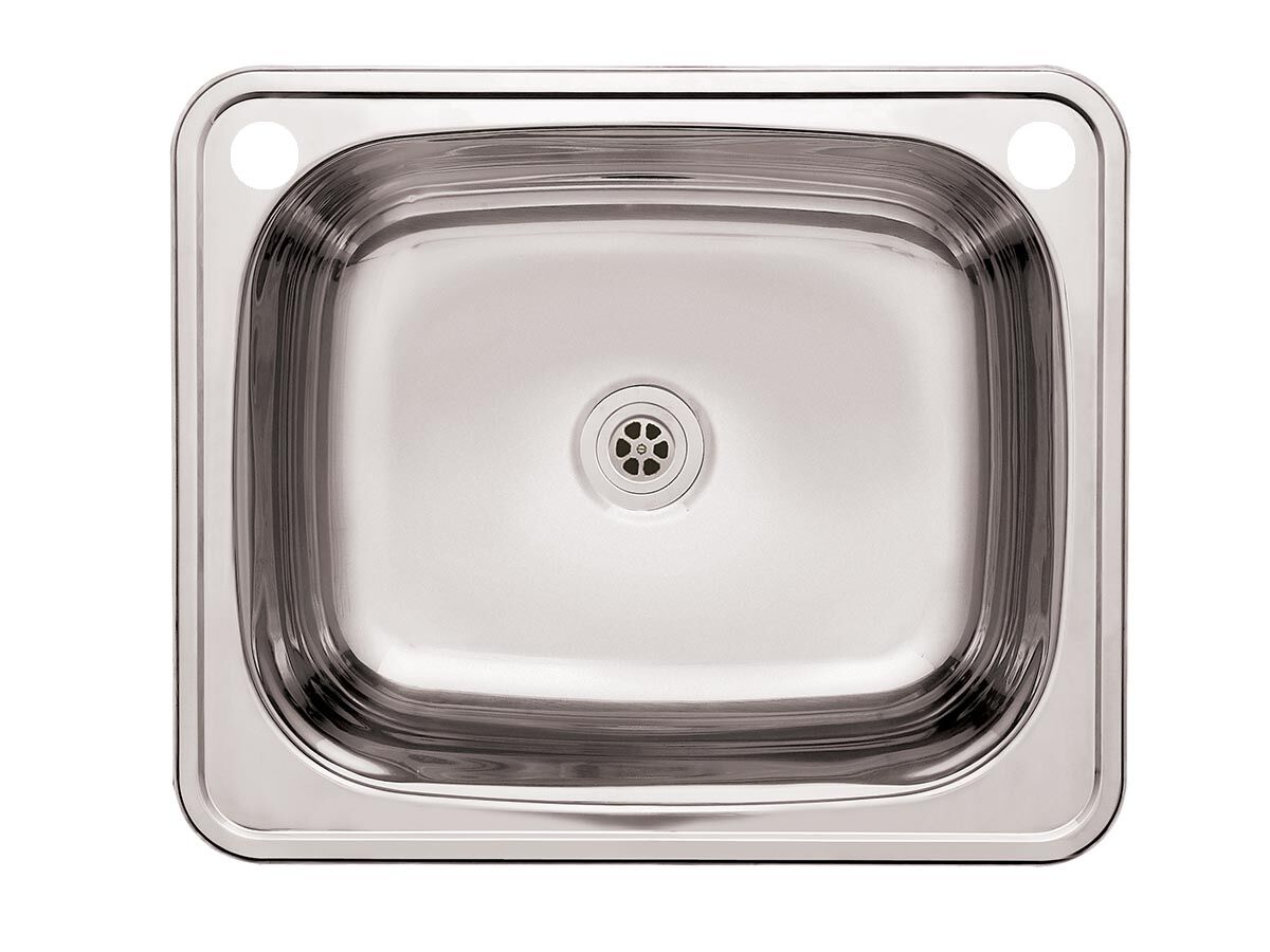 Posh Solus Flat Rim Trough 45 Litres 1 Taphole with ByPass Stainless