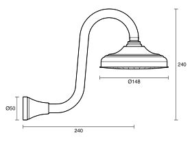 Kado Era Gooseneck Shower Arm & Rose 148mm