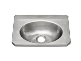 Wolfen Slimline Wall Hand Basin 400 x 240mm with Brackets No Taphole Stainless Steel
