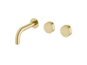 Milli Pure Wall Basin Hostess System 160mm Right Hand with Diamond Textured Handles PVD Brushed Gold (3 Star)
