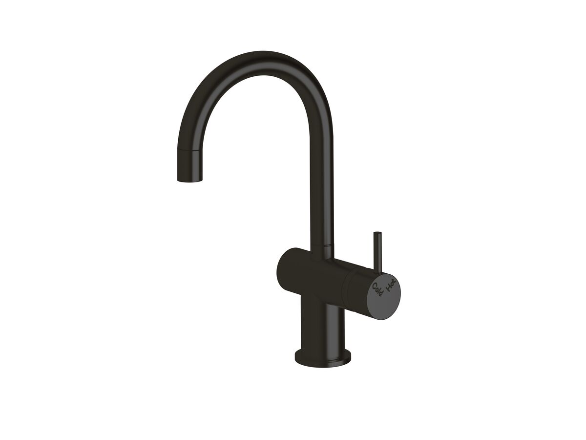Sussex Scala Mini Basin / Sink Mixer Tap Small Curved Right Hand Matte Black (5 Star)