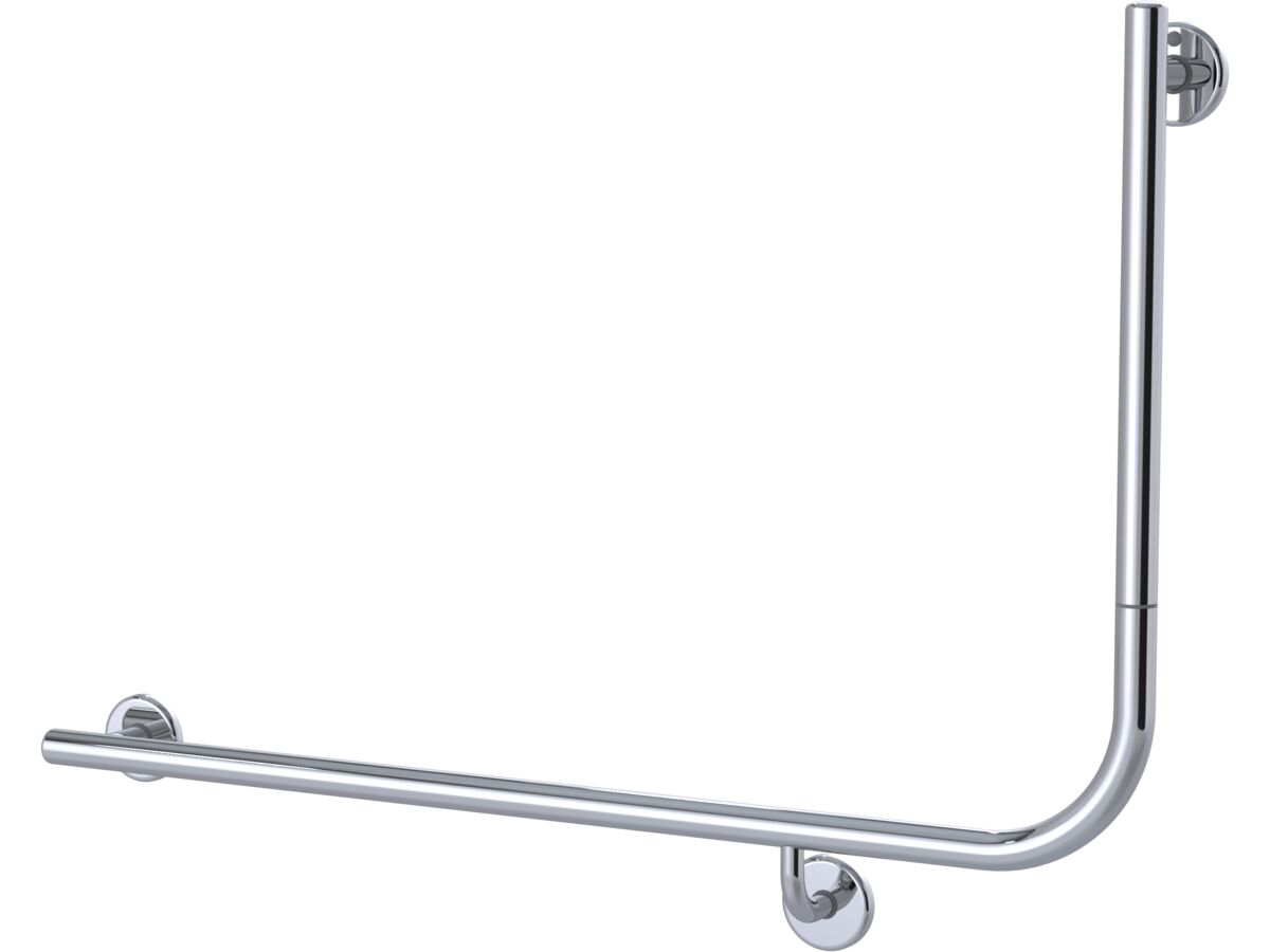 Mizu Drift 935mm x 600mm x 90 Degree Accessible Toilet Grab Rail Modular Left Hand Polished Stainless