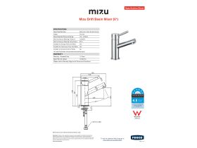 Specification Sheet - Mizu Drift Basin Mixer Tap Chrome (6 Star)