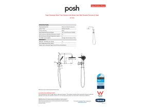 Specification Sheet - Posh Domaine Short Twin Shower with Water Inlet Wall Bracket Chrome (3 Star)