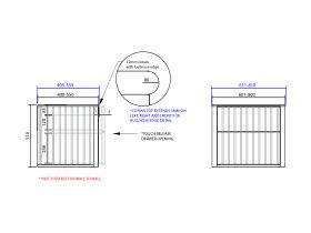 ISSY Custom Cloud II 601-800mm x 400-550mm x 510mm Wall Hung Vanity Unit 2 Touch Latch Drawers (No Basin)