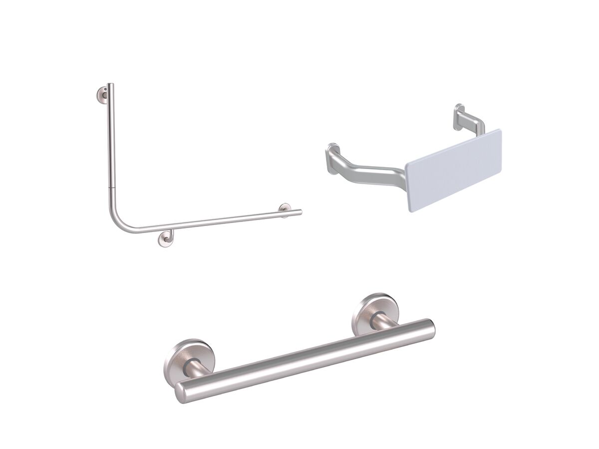 Mizu Drift 90 Degree Accessible WC Kit Right Hand Brushed Stainless Steel
