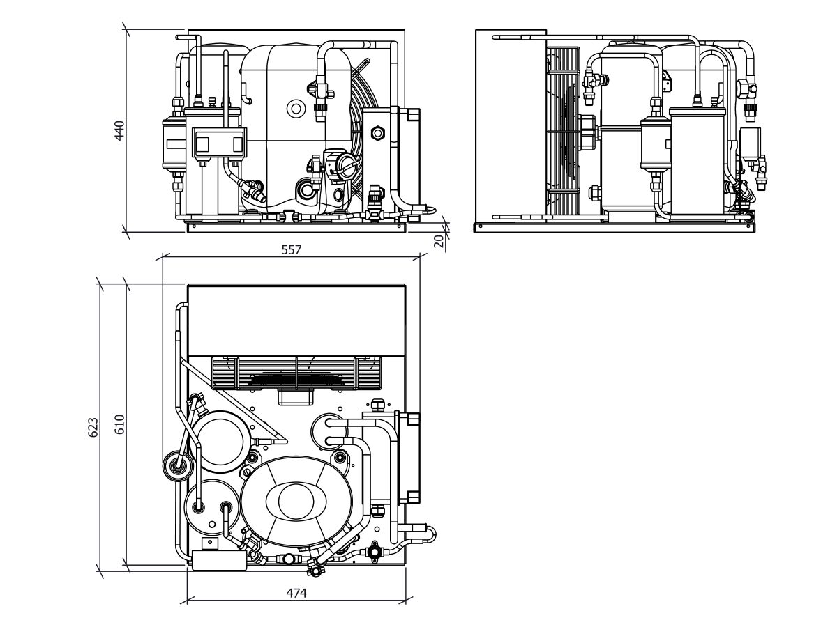 Tecumseh EVO Condensing Unit 2hp R404 LBP EPCL2480Z-1 Phase
