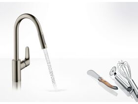 Focus Kitchen Mixer with Pullout Spray Stainless Steel Optic