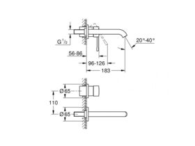 GROHE Essence New Wall Basin Mixer Set Trimset 180mm (5 Star)