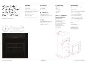 Specification Sheet - Inalto Care IOSO605T-L Side Opening Oven 5 Function Left Hand 60cm