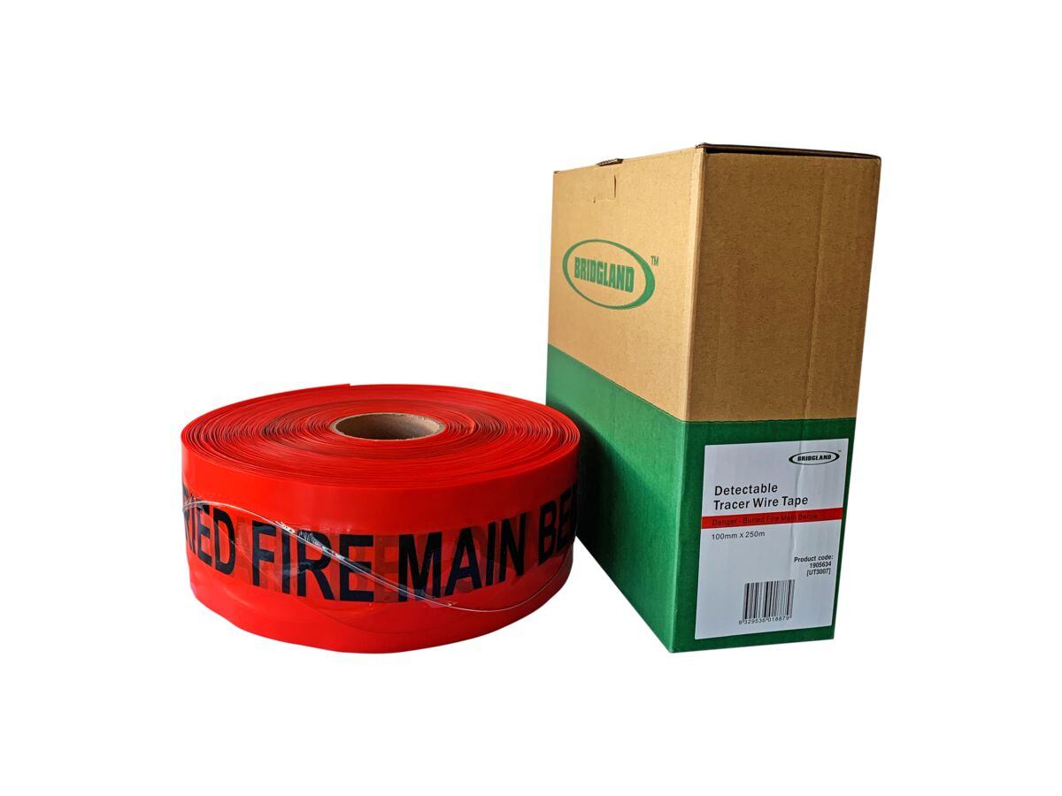 Bridgland Detectable Tape Fire Line 100mm x 250mtr