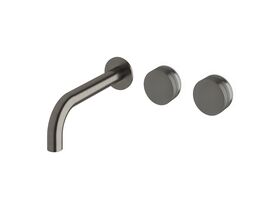 Milli Pure Wall Basin Hostess System 200mm Right Hand with Cirque Textured Handles Brushed Gunmetal (3 Star)