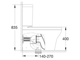 American Standard Cygnet Close Coupled Back to Wall Back Inlet Toilet Suite with a Soft Close Quick Release White Seat (4 Star)