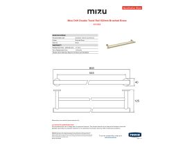 Specification Sheet - Mizu Drift Double Towel Rail 600mm Brushed Brass