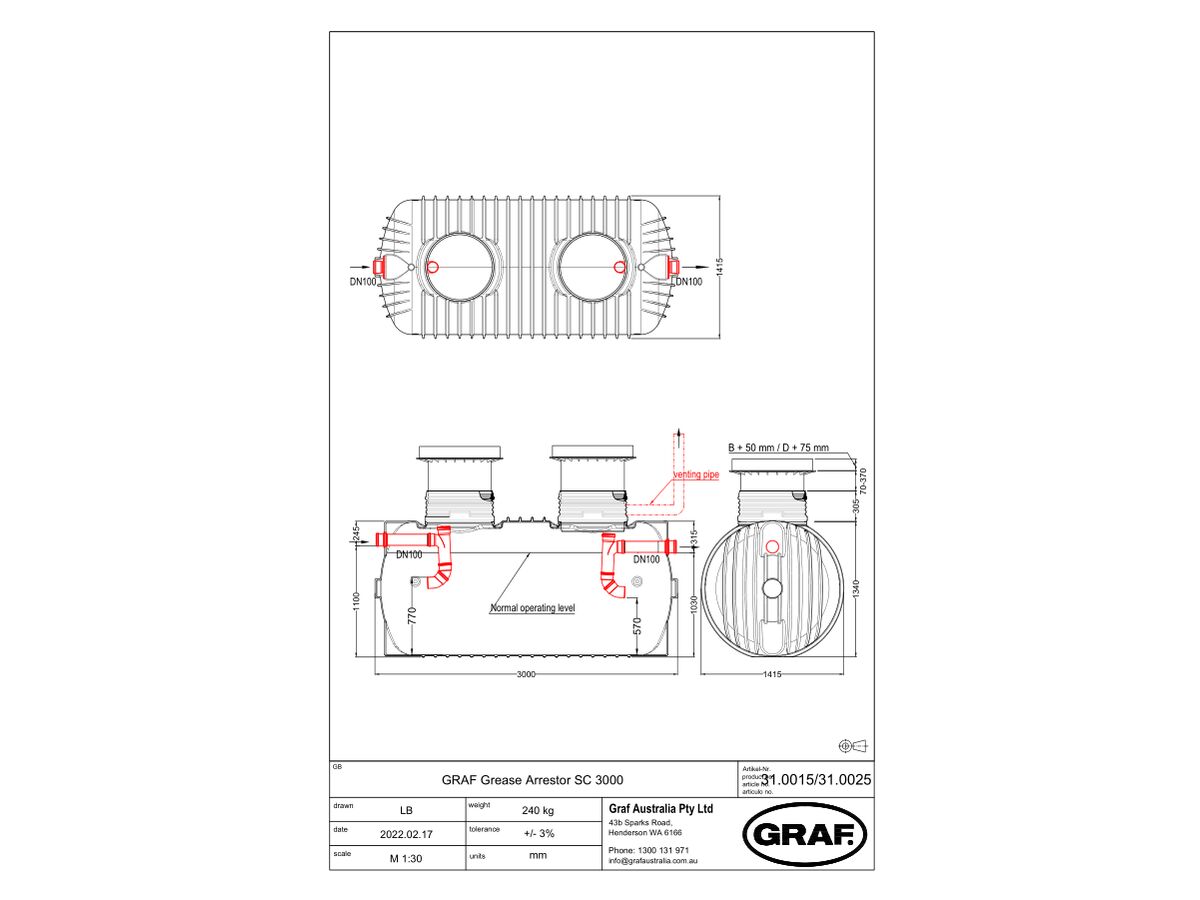 Graf Grease Trap 3000 Litre Class D from Reece