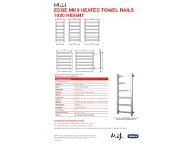 Technical Guide - Milli Edge MK2 Heated Towel Rail 450mm x 1020mm Polished Stainless Steel